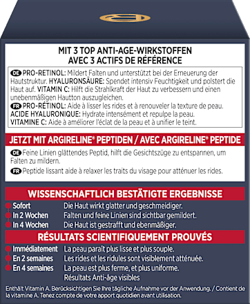 Gesichtscreme Anti-Aging Laser mit Pro-Retinol, Hyaluronsäure und Vitamin C, 50 ml