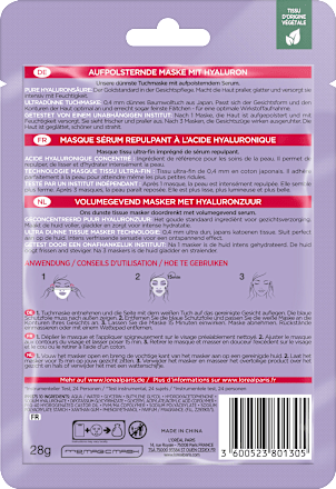 Revitalift Filler + Hyaluronzuur Sheetmasker, 28 g