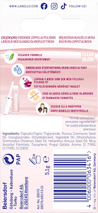 Lip Oil Clear Glossy Finish Clear, 5,5 ml