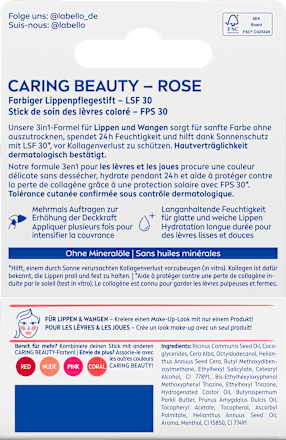 Caring Beauty Rose Lippenbalsem SPF 30, 4,8 g