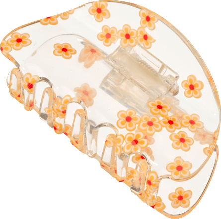 LANGHAARMÄDCHEN Haarklammer mit Blumen, transparent, 1 St