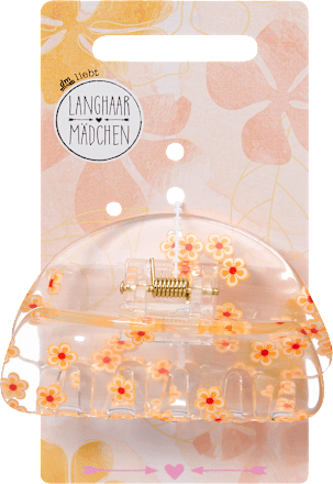 LANGHAARMÄDCHEN Haarklammer mit Blumen, transparent, 1 St