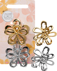 Haarklammern Blumen, Gold- & Silberoptik, 2 St