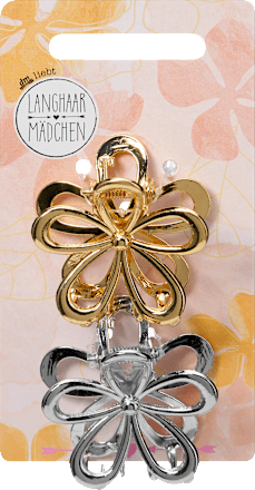 Haarklammern Blumen, Gold- & Silberoptik, 2 St