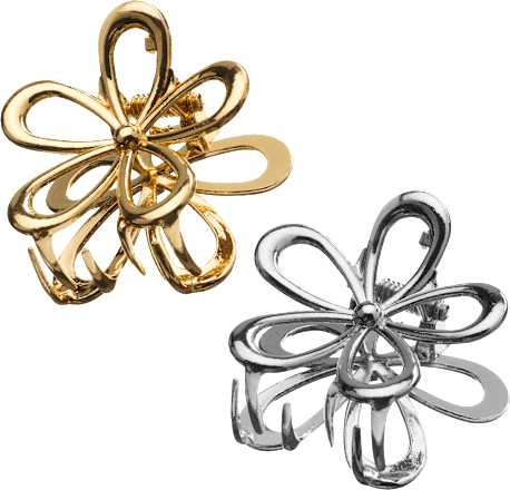 Haarklammern Blumen, Gold- & Silberoptik, 2 St