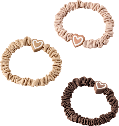 Scrunchies gerafft mit Herz-Charm, 3 St Langhaarmädchen