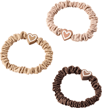 Scrunchies gerafft mit Herz-Charm, 3 St Langhaarmädchen