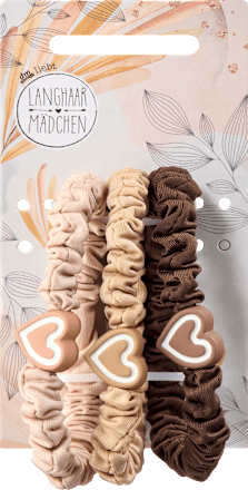 Scrunchies gerafft mit Herz-Charm, 3 St Langhaarmädchen