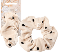 Scrunchies Polka Dots, Beige-Schwarz, 1 St Langhaarmädchen