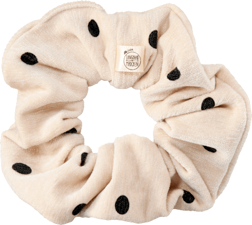 Scrunchies Polka Dots, Beige-Schwarz, 1 St Langhaarmädchen