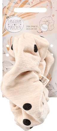 Scrunchies Polka Dots, Beige-Schwarz, 1 St Langhaarmädchen