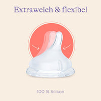 Natural Wave Siliconen Speentjes, Maat M, vanaf 3 maanden, 2 stuks