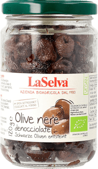 Oliven schwarz, entsteint, im Ofen getrocknet, 120 g