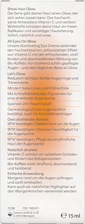 Oogcrème Glow by Nature Vitamine C Biologische Cafeïne, 15 ml