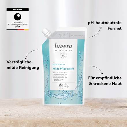Vloeibare zeepbasis gevoelig met biologische aloë vera en biologische kamille, navulverpakking, 500 ml