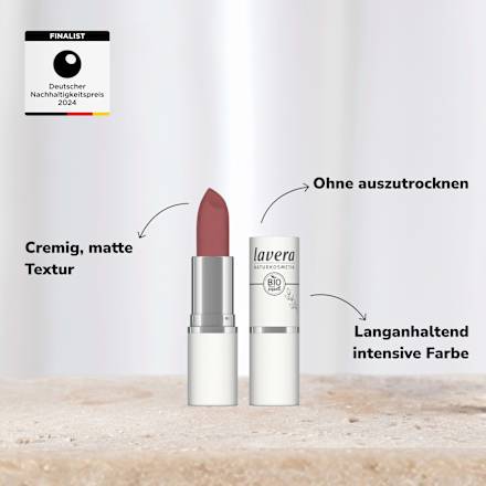 Lippenstift Velvet Matt 01 Berry Nude, 4,5 g lavera NATURKOSMETIK