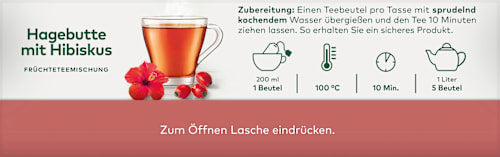 Früchtetee Hagebutte & Hibiskus (20 Beutel), 50 g