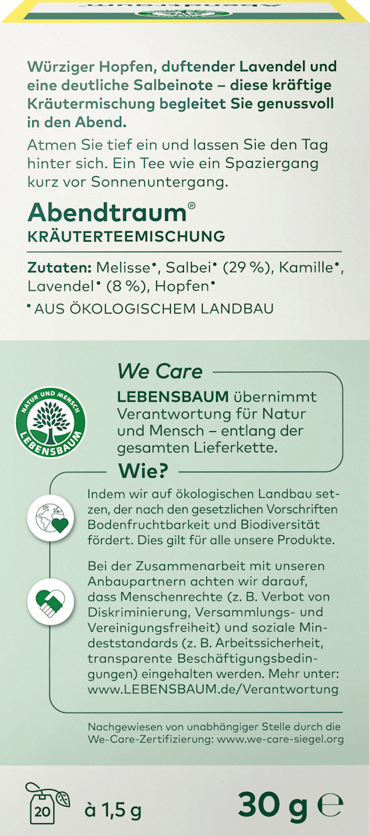 LEBENSBAUM Kräutertee, Abendtraum (20 Beutel), 30 g