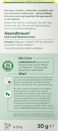 Kräutertee, Abendtraum (20 Beutel), 30 g
