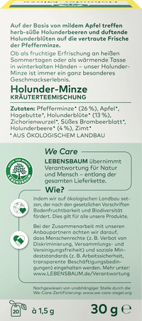 Kräutertee, Holunder-Minze (20 Beutel), 30 g