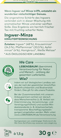 LEBENSBAUM Kräutertee, Ingwer-Minze (20 Beutel), 30 g