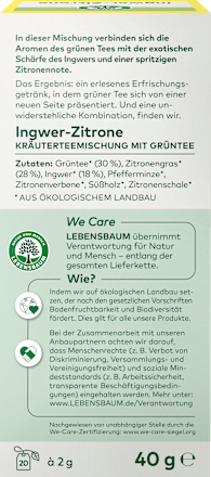 Kräutertee Ingwer-Zitrone (20 Beutel), 40 g