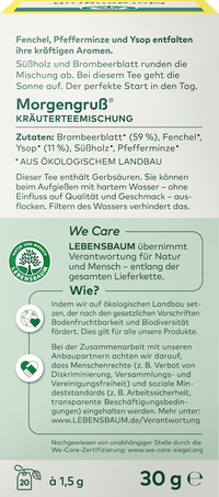 LEBENSBAUM Kräutertee, Morgengruß (20 Beutel), 30 g