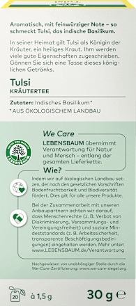 Kräutertee Tulsi (20 Beutel), 30 g
