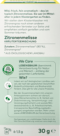 Kräutertee Zitronenmelisse (20 Beutel), 30 g