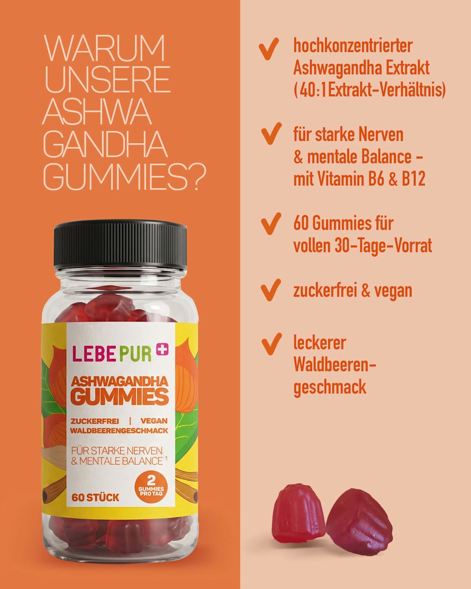 Lebepur Gummies à l'Ashwagandha 60 unités, 75 g