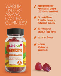 Lebepur Gummies à l'Ashwagandha 60 unités, 75 g