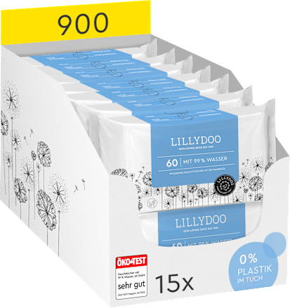 Vochtige doekjes 99% water (15x60 stuks), 900 stuks