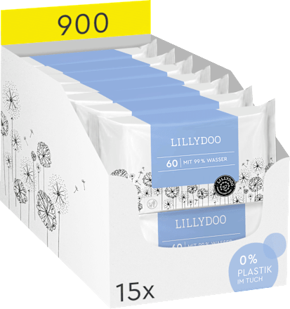 Vochtige doekjes 99% water (15x60 stuks), 900 stuks