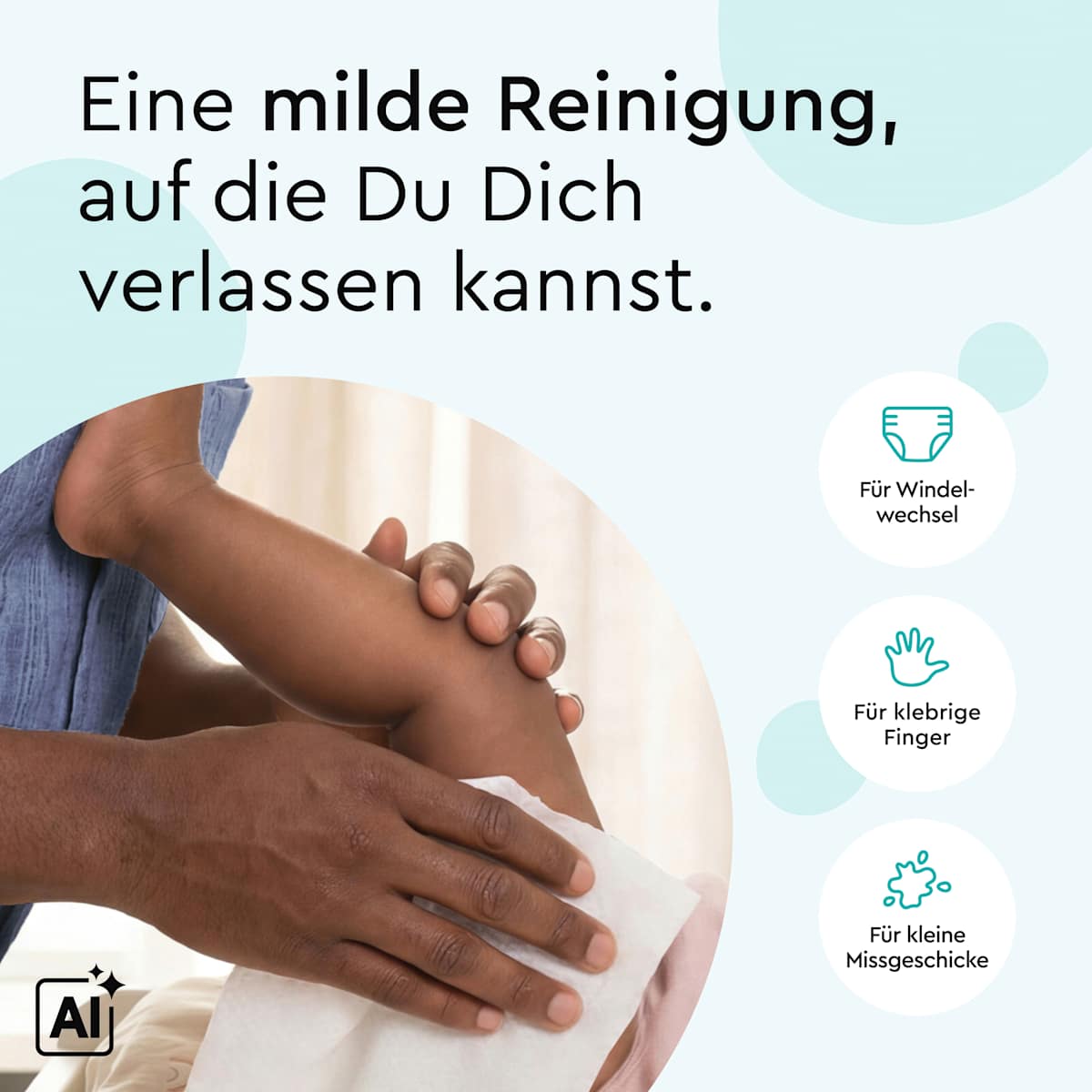 Feuchttücher mit 99% Wasser, 60 St