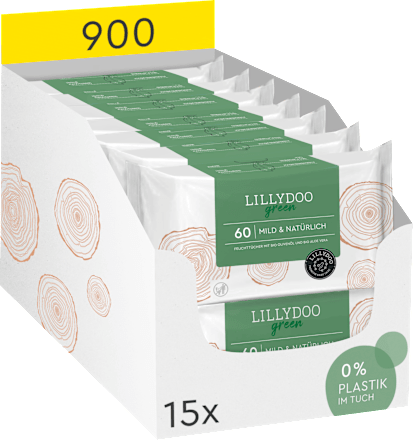 Vochtige doekjes groen (15 x 60 stuks), 900 stuks