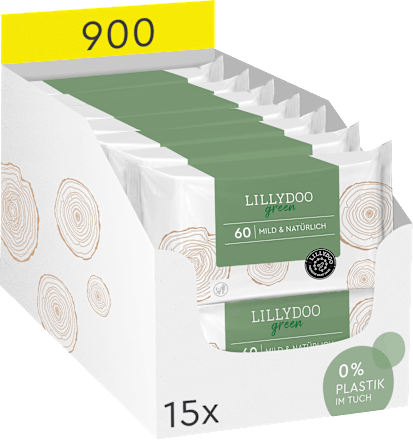 Vochtige doekjes groen (15 x 60 stuks), 900 stuks