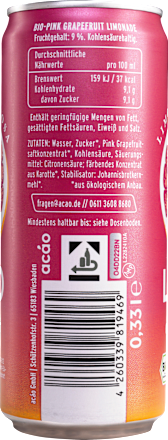 Erfrischungsgetränk, Limonata Rosa Limo Pink Grapefruit, 0,33 l EINWEG