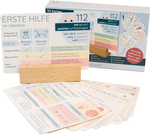 Erste-Hilfe-Karten mit Holzständer, 1 St littleplan