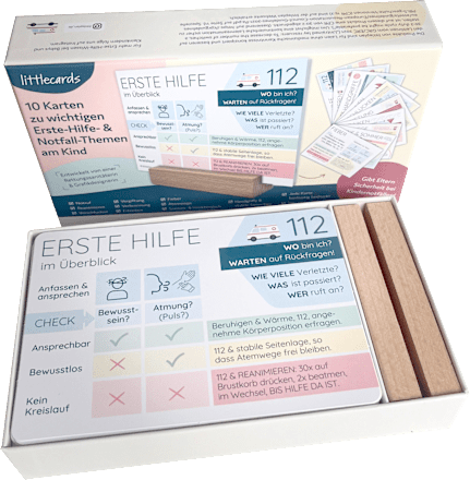Erste-Hilfe-Karten mit Holzständer, 1 St littleplan