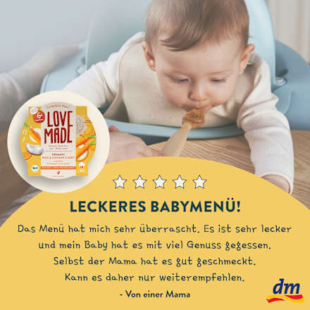 Menü Curry Reisgericht Karotte, Hähnchen, Kokos, Ingwer, ab 6 Monaten, 185 g