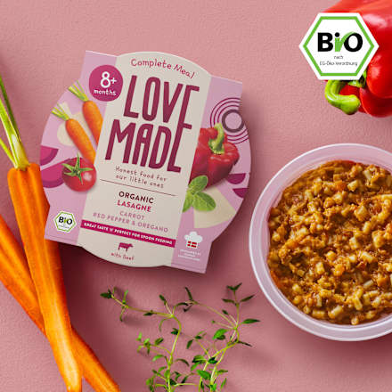 Menü Lasagne mit Karotten, Paprika, Oregano,  ab 8 Monaten, 185 g