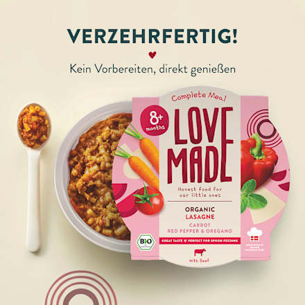 Menü Lasagne mit Karotten, Paprika, Oregano,  ab 8 Monaten, 185 g