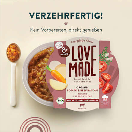Menü mit Kartoffeln, Karotten, Rindfleisch, Thymian, ab 8 Monaten, 185 g