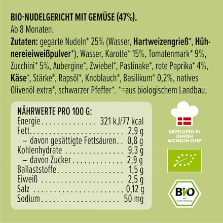 Menü Nudelgericht mit Gemüse, ab 8 Monaten, 185 g