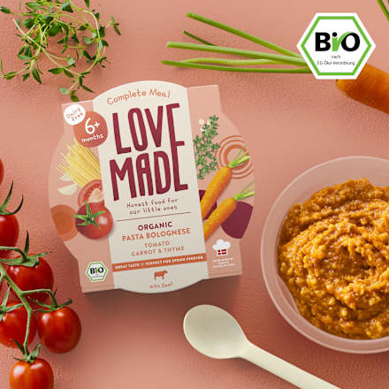 Menü Pasta Bolognese mit Tomaten, Karotten, Thymian, ab 6 Monaten, 185 g