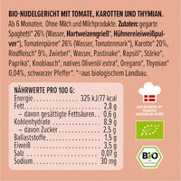 Menü Pasta Bolognese mit Tomaten, Karotten, Thymian, ab 6 Monaten, 185 g