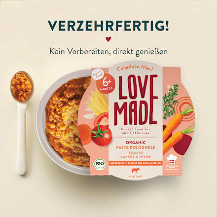 Menü Pasta Bolognese mit Tomaten, Karotten, Thymian, ab 6 Monaten, 185 g