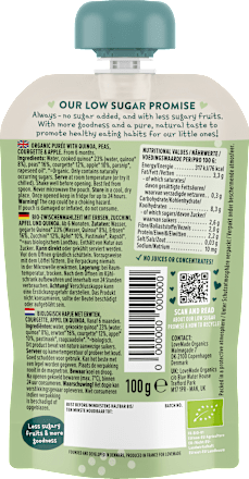 Quetschie Erbsen, Zucchini, Apfel und Quinoa, ab 6 Monaten, 100 g