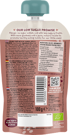 Quetschie Haferbrei, Apfel, Pastinake, Quinoa und Zimt, ab 6 Monaten, 100 g