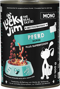 Nassfutter Hund mit Pferd & Superfoods, 400 g Lucky Jim